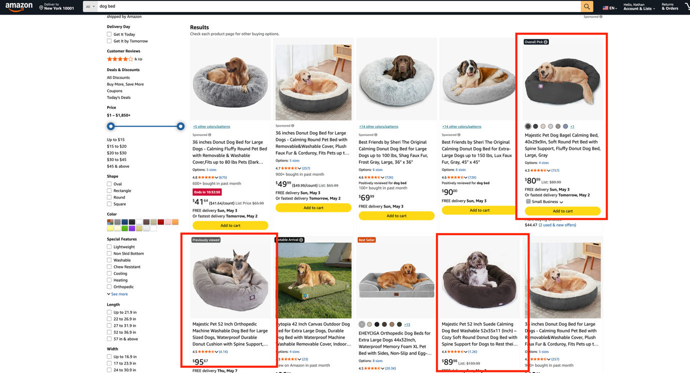 The end result of creative-led scaling: category-leading visibility at Top of Search on Amazon USA.